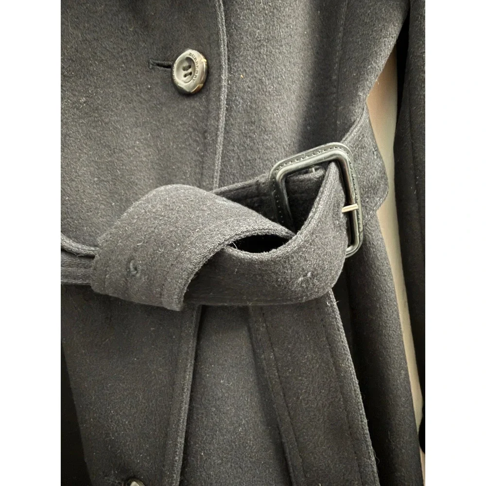 Burberry London Black Wool Cashmere Belted Trench Coat US 2 UK 4 - Picture 11 of 14